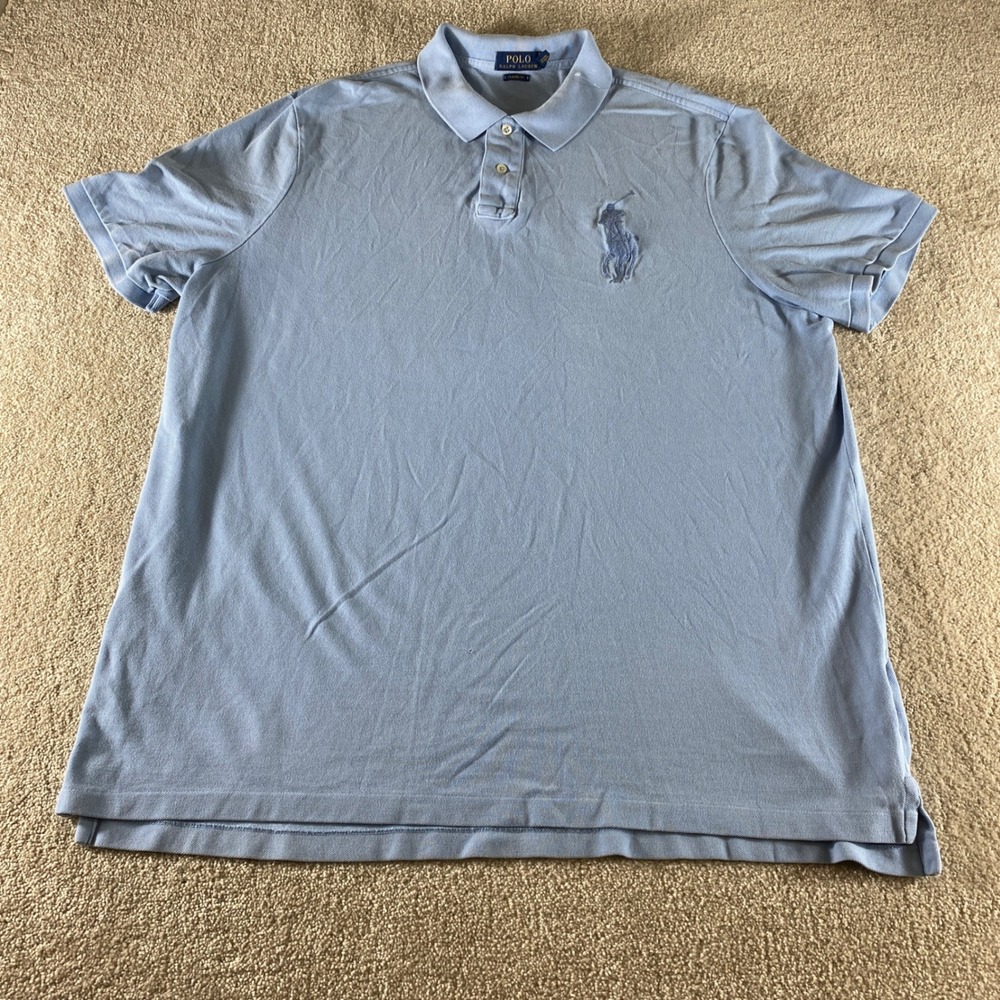 Polo Ralph Lauren Polo Shirt Mens XXL Blue Big Pony Classic Fit Cotton Preppy